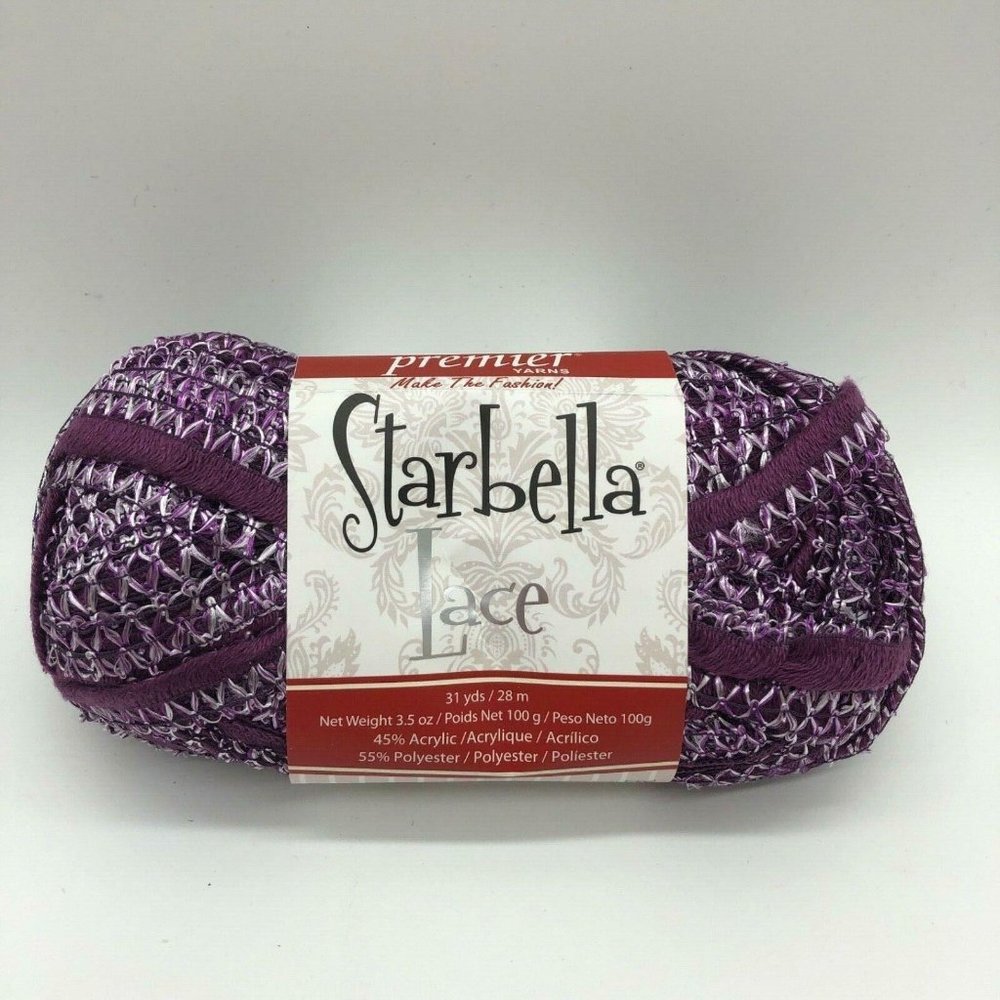 Premier Yarns Starbella Lace Thistle #51-07 Purple #6 Bulky Scarf 1 Skein Ruffle